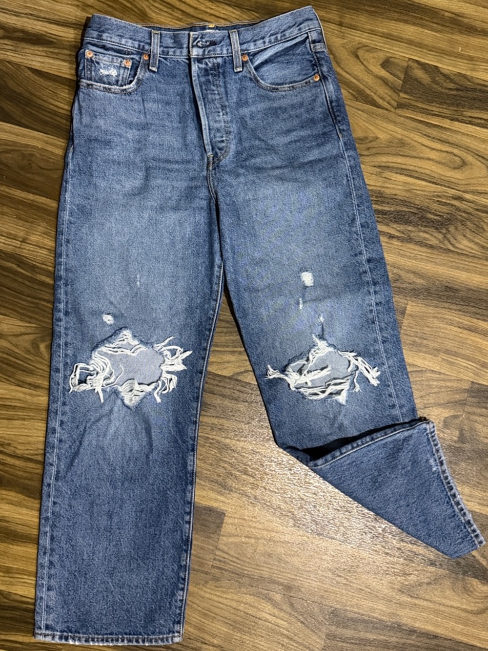 Levi's Distressed Blue Relaxed Fit Jeans